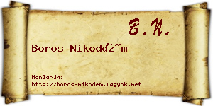 Boros Nikodém névjegykártya